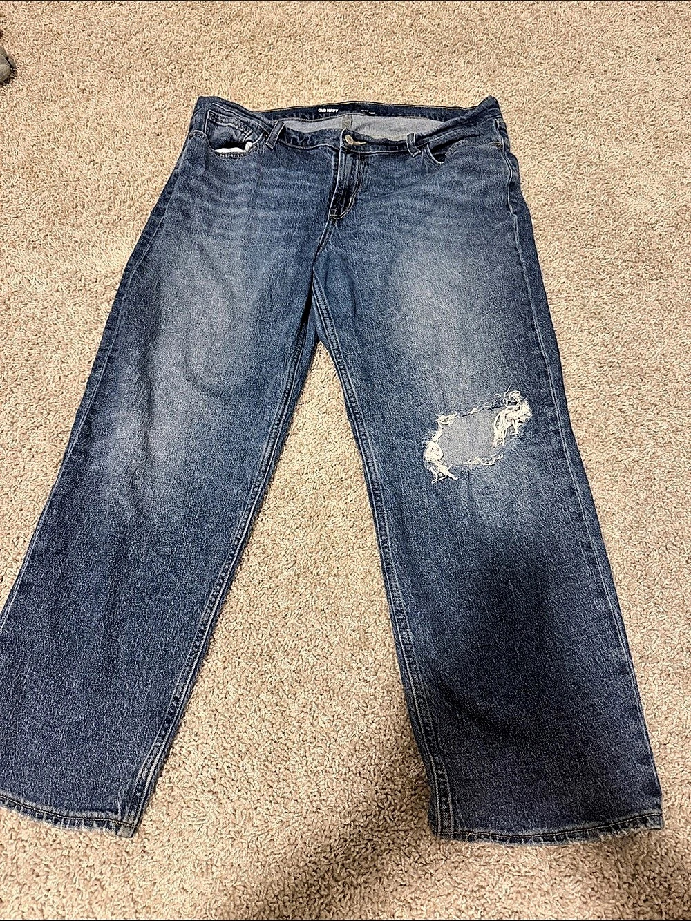 Old Navy Mid-Rise Boyfriend Loose Jeans in Blue Waist 14
